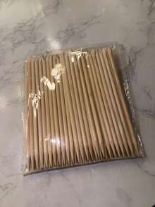 100Pcs Nail Remover Stick, 11.3cm Wood Nail Stick Double-Sided Multifunctional Exfoliator Manicure And Pedicure Tool - Ginger - View 4