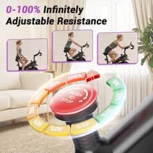 UMAY 4-In-1 Exercise Bike Quiet Folding Magnetic Upright Bikes With Arm Resistance Bands Home Workout Use,16 Levels Of Resistance,Machine Max Weight 300 Lbs - 黑色 - 查看 5