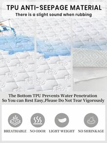 1件防水床笠，床垫保护套，白色床笠，纯色，亲肤透气柔软床笠，纯色床罩，床垫罩，口袋式床罩，卧室保护罩，保护床垫，家居及朋友纺织品礼品，床上用品（不含枕套），秋冬家居装饰 - 白色 - 查看 5