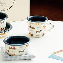 1 Stück Glücklicher Dackel Keramik Kaffeebecher, mit süßer Hund Illustration und Messmarkierungen, mikrowellengeeignet, nur Handwäsche, isoliert, geeignet für heiße und kalte Getränke, perfektes Geschenk für Hundeliebhaber | verspieltes Tiermotiv | strapazierfähige glänzende Keramik, Kaffee Bar Zubehör - Verschiedenfarbig - Übersicht 8