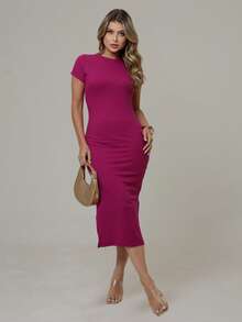 Women's Premium Comfortable Tube Midi Dress - 紫色 - 查看 8