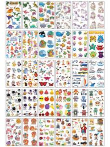 (30pcs/Set) Colorful Cartoon Temporary Tattoos, Including Hundreds Of Designs Such As Cartoon Animals, Mermaids, Unicorns, Colorful Butterflies, Little Trucks, Cute Cartoon Fruits & Vegetables, As Well As Space Planets, Pirates, Robots, Also Suitable As Gifts For Friends, Waterproof Long-Lasting Realistic Temporary Tattoo Stickers, DIY Use - Multicolor - View 1