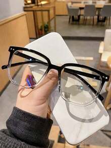 1pc Female Glasses,Watching Computer, Watching TV, Playing Games, Looking At Mobile Phones, Transparent Lens Fashion Glasses(No Glasses Case) - Multicolor - View 4