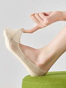 女士夏季透气轻薄网眼浅口防滑防掉跟高跟船袜 - 彩色 - 查看 7