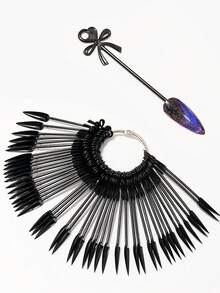 24pcs Nail Swatch Sticks, Natural Stiletto Nail Display Tips, Color Swatches, Pointed Tip Nail Art Practice Tips ,Sample Sticks For Nail Art Polish Color Practice Fan-Shaped Display,False Nail Sample Stick. - Multicolor - View 6