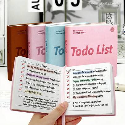 100 صفحة لكل كتاب - مخطط عام جديد مثالي، "صديق الإنتاجية بحجم الجيب: أدر قائمة المهام الخاصة بك بسعادة" - غلاف من جلد البولي يوريثان باللون البنفسجي والبني والأزرق، دفتر مخطط مدمج وأنيق للكتابة والملاحظات اليومية