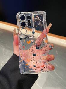 1个心形植物图案透明防摔手机保护壳，TPU材质，适合作为节日礼物，兼容三星手机，男女通用 - 彩色 - 查看 2