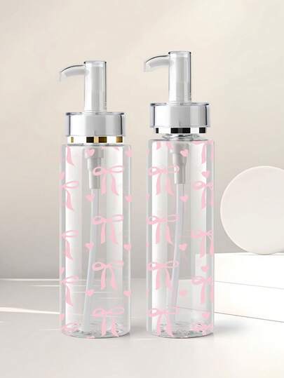 100/120/150/200ml Botella de bomba de acrílico transparente con decoración de lazo, adecuada para lociones a base de agua, cosméticos y tónicos, ideal para viajes y uso comercial, se puede usar para rellenar botellas dispensadoras de loción