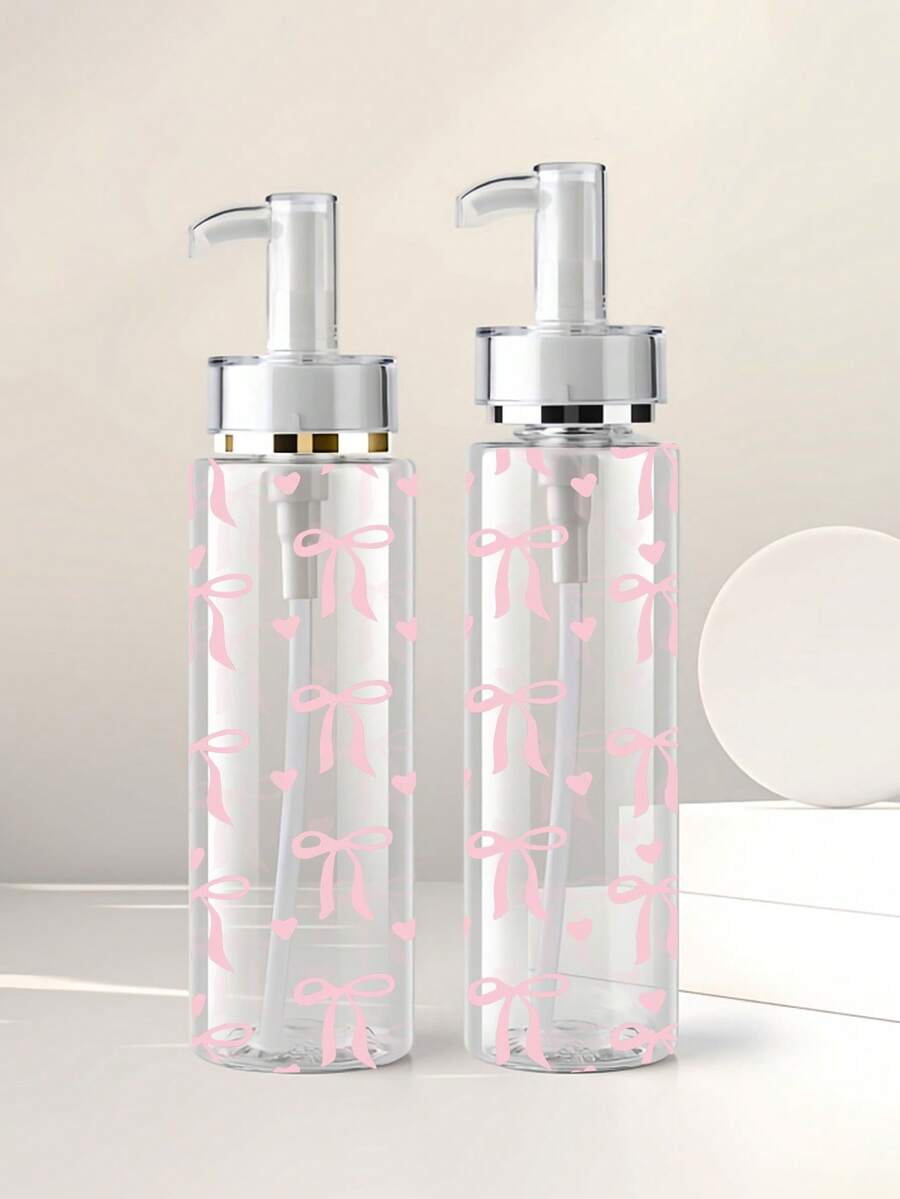 100/120/150/200毫升透明亚克力按压瓶，带蝴蝶结装饰，适用于水基乳液、化妆品和爽肤水，是旅行和商务使用的理想之选，也可用于灌装乳液分装瓶。 - 彩色 - 查看 1