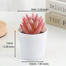 1株人造毛绒多肉植物，菱形图案，白色小盆栽，桌面摆件，仿真花迷你盆栽，家居装饰，派对装饰 - 彩色 - 查看 31
