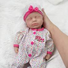 13-Inch Full Soft Silicone Reborn Baby, Colorful Onefit & Sleeping Expression, Realistic Full-Body Soft Solid Silicone Reborn Doll, Christmas Gift Easter Present Halloween Gift - Pink - View 6