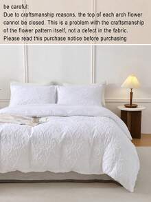 3pcs White Leaf Hollow Design Bedding Set - Duvet Cover And 1/2 Pillowcase, Soft & Comfortable Polyester Fabric, Breathable & Washable, Leaf Pattern, White Bedding, Natural Inspired - White - View 9