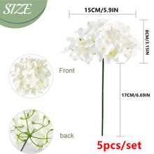 5pcs Faux Silk Hydrangea Flowers, Full Bloom Flower Heads With Stems, Suitable For Wedding Centerpiece Decor, Home Decor, Garden Decor, Room Decor, Spring Decor, Party Decor, Tabletop Decor, Centerpiece, Artificial Flowers, Rama - White - View 7