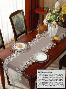 Mesh Fabric Exquisite Two-Tone Water Soluble Hollowed Lace Fringe Tassel Table Mats, Placemats For Kitchen, Dining Table, Writing Desk, Coffee Table, Dressing Table, Living Room, Bedroom, Garden, Indoor And Outdoor Furniture, Picnic, Villa, Festivals, Parties, Cupboard, Home Gatherings, Wedding Decorations Series Size 1PC - Multicolor - View 14