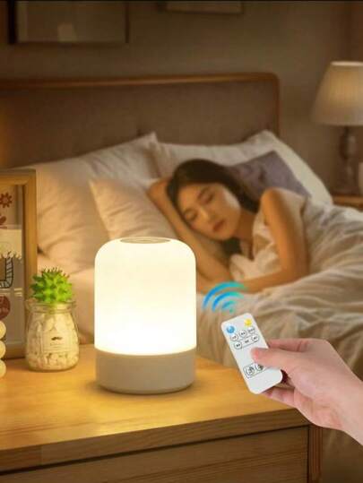 Luz nocturna con control remoto LED, lámpara de escritorio recargable, lámpara táctil de mesita de noche para el dormitorio, luz de sueño que cuida los ojos para alimentar al bebé
