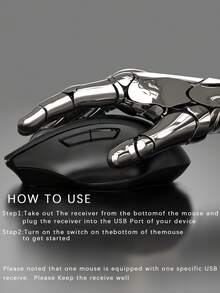 1 pieza Ratón de juego minimalista inalámbrico cobrable - Negro - Ver 5