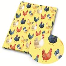 1 tấm vải chần bông hình gà - Kích thước 59 x 19,68 inch (150 x 50 cm) - Vải polyester cắt sẵn với họa tiết gà trống trang trại - Thích hợp cho may vá DIY, làm sổ lưu niệm, khăn trải bàn và các sản phẩm thủ công. - thịt gà - Xem 2