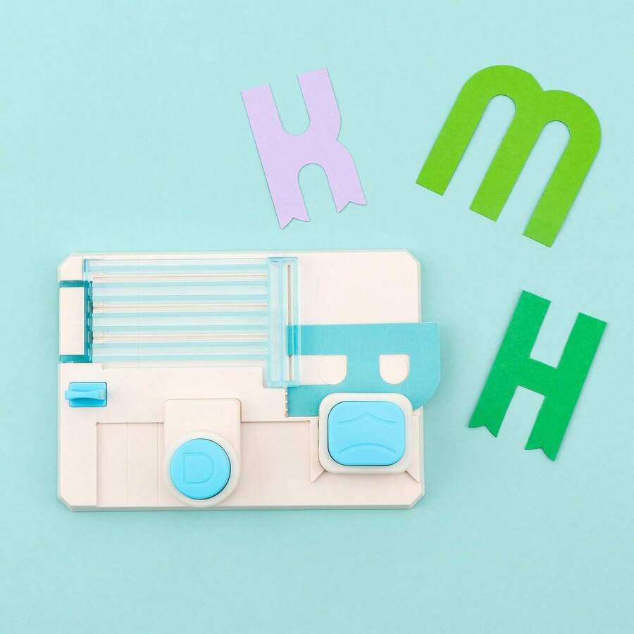 Bảng đục lỗ mini họa tiết chữ cái & số, đục lỗ chính xác cho chữ cái và số, phù hợp cho người đam mê thủ công, có thể dùng làm thiệp chúc mừng DIY và scrapbook, dụng cụ đục lỗ giấy tiện dụng - Nhiều màu - Xem 1