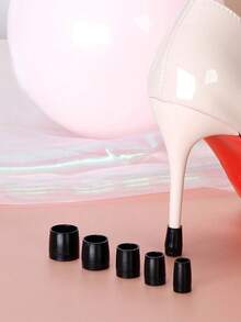 Multi-Size Black Round Heel Protectors, Wear-Resistant Quiet Slip-Resistant Heel Repair Muffler Pads For High Heels - Black - View 10