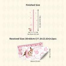BRUP 1/2 Pcs/Set Cute Ballet Rabbit With Pink Balloons Clouds Kids Wall Sticker Removable Kids Room Nursery Decor Growth Chart Peel And Stick - Multicolor - View 12