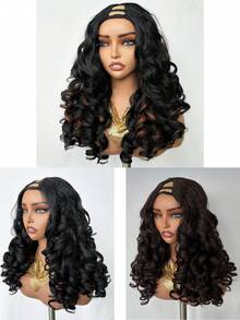 22英寸V型分缝波浪卷假发，独特弹性合成纤维假发，适合女性角色扮演、派对和万圣节使用。 - 彩色 - 查看 3