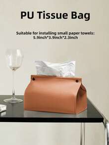1/2pcs Leather Tissue Box Holder, Car Tissue Paper Dispenser - Beige - View 11