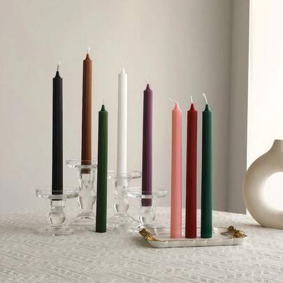 2pcs 25cm European Retro Long Handle Candles (Candle Holders Not Included), Wedding Candles, Holiday Candles, Candlelight Dinner Candles, Home Decor, Birthday Candles, Multi-Color Options, Romantic Wedding, Venue Decor, Dining Table Decor Long Handle Candles