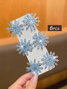 Women's Blue 3D Snowflake Hair Clip, Elegant Winter Style, Suitable For Daily Looks Or Holiday Parties, Adds Romantic Winter Vibe, Also Makes A Great Gift For Women, Women's Hair Accessory, Women's Fashion Accessory, Gift For Her, Claw Clips, Hair Barrettes, Hair Accessories For Women, Head Accessories, Hair Slide - Multicolor - View 9