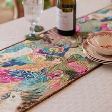 Rainforest Parrot Table Runner, Jacquard Cotton, Bohemian Decor - A - View 5
