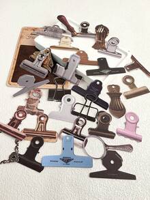 30pcs/Pack Handmade Workshop Series Stationery Paperclips, Scrapbooking Hollow Hard Cards - Multicolor - View 11