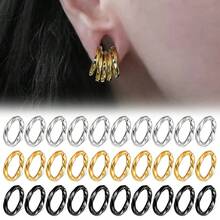 10个装扭纹卡扣耳环，不锈钢材质，可作耳中环、鼻环、耳骨夹等，男女皆宜，时尚百搭。 - 彩色 - 查看 1