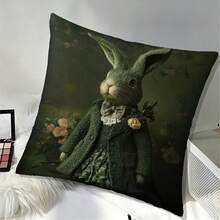 1pc Unique Sweater Rabbit Design Pillow Cover, Double-Sided Printing,Soft Polyester Fiber, Machine Washable Sofa, Bed, Living Room Decoration Cushion Cover - Traditional Style And Contrasting Patterns, Easter Decoration (Excluding Pillow Core) - Multicolor - View 9