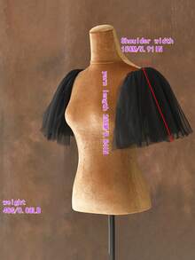 1 cặp khăn choàng vai nơ lưới đen, áo choàng ngắn có thể tháo rời dùng để trang trí váy Halloween, quần áo mùa thu cho nữ - nơ đen - Xem 12