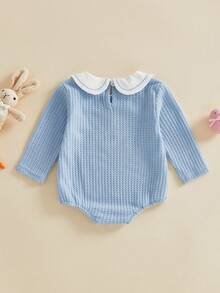 Newborn Baby Girl Boy Easter Outfit Bunny  Bubble Romper Cute Rabbit Embroidery Doll Collar Long Sleeve Bodysuit Spring Fall Winter Clothes - Màu xanh lam - Xem 7