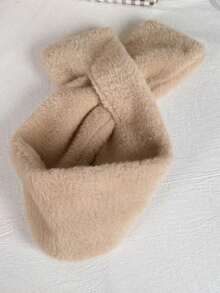 1条女士蓬松保暖围巾，纯色毛绒围脖，可爱毛绒围巾，适合女孩和成人，不掉毛，多功能冬季配饰 - 彩色 - 查看 8