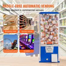 Gumball Machine, 25" Height Home Vending Machine, PS Bouncy Balls Dispenser, Hold 230 Capsule Toys, Rectangle Bubble Gum Machine For Game Stores, Coin Operated Gumball Bank, Blue - 藍色 - 查看 6