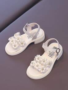 女童花朵高跟鞋公主凉鞋 - 米色 - 查看 3