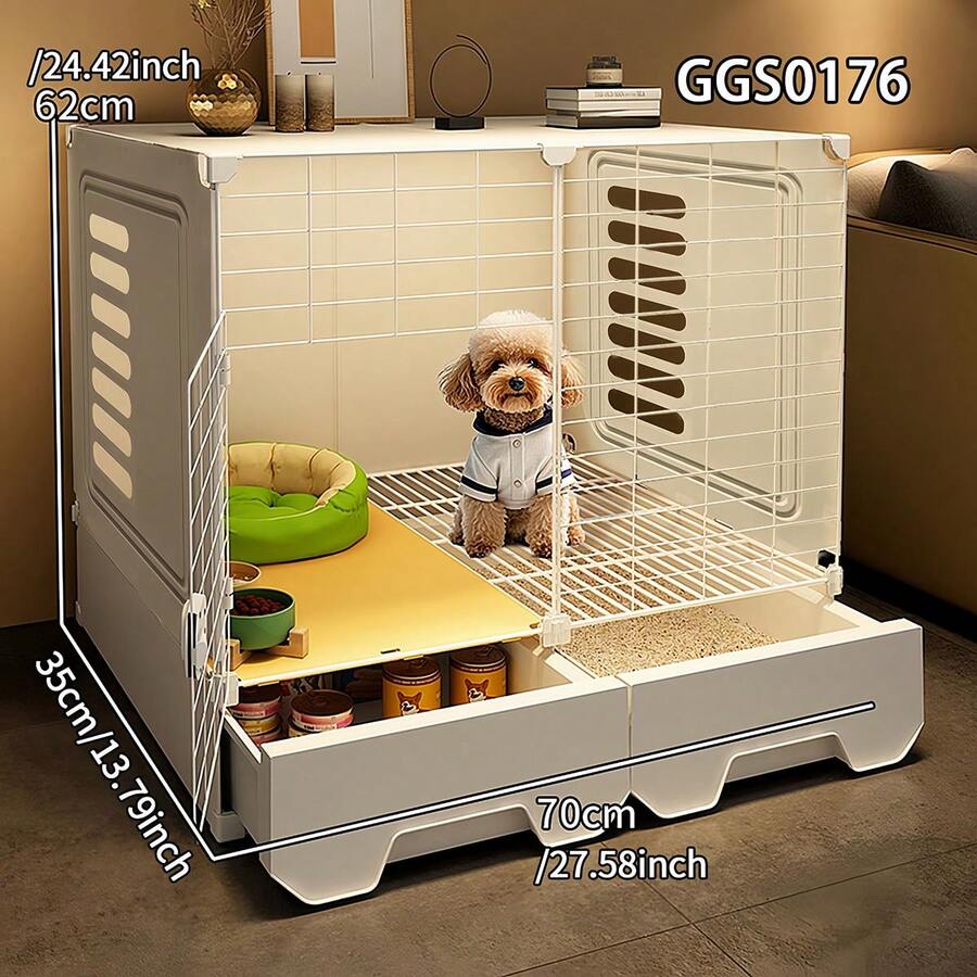 Easy Installation Small Dog Cage With Litter Box Area, Kitten Cage, Cat Litter Box, Small Animal Cage For Indoor Home Use - Multicolor - View 1