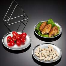 6件/12件韩国不锈钢餐具套装，包括5.51英寸圆形带杯垫餐盘、银色沙拉盘、烧烤主菜盘、碎屑和骨头盘、甜点盘、小吃盘、情人节版、嘉年华版、科隆嘉年华版、复活节版和婚礼版。 - - - 查看 2