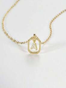 ANDYWEN 1 pieza Collar de moda plata de ley 925 26 letras - Dorado - Ver 8