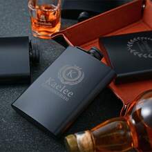 1pc Personalized Leather Flask, Groomsman Gift, Best Man Gift, Leather Flask, Customized Engraved Groomsman Flask, Wedding Flask, Engraved Dad Gift, Groom Gift, Boyfriend Gift, Husband Gift, Unique Groomsman Proposal Gift For Wedding And Bachelor Party - Black - View 6
