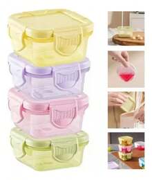 Lecute 4 Mini Contenedores Hermetico Comida Recipiente Snacks 40ml - Azul - Ver 3