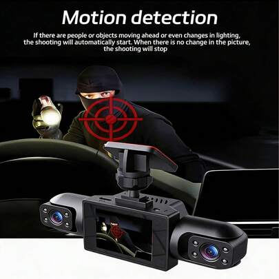 2026新款四镜头四通道录像安防摄像头，家用监控及行车记录仪，1080P高清，360°全景，AI人形追踪，移动侦测，增强夜视功能，免钻孔安装，无线WiFi智能家居安防摄像头，适用于家庭、户外、车库、花园、车辆、停车等场景。