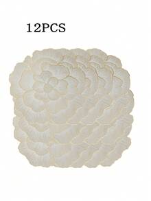 1-8 st/set guldfärgade blommönster PVC-bordsunderlägg, tvättbara, lätta att rengöra, halkfria, värmebeständiga, lämpliga för bröllopsfester och bordsdekorationer på högtider och evenemang - Guld - Visa 9