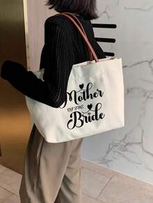 新娘母亲手提包，送给新娘母亲的个性化结婚礼物，多功能皮革手柄单肩包，新郎母亲节送给岳母的礼物，适合订婚派对、新娘送礼会、感谢礼物 - 彩色 - 查看 2