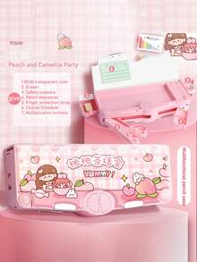 1Pc Student Multifunctional Double-Layer Mechanism Pencil Case - 5 Hidden Pop-Up Gadgets, Built-In Automatic Sharpener, Erasable Whiteboard, Large Capacity Cartoon Stationery Box For Boys & Girls - Multifunctional Double-layer Pencil Case - View 13