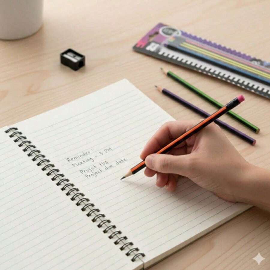 6 lápices HB, adecuados para escuela y oficina, con goma de borrar, suministros de papelería. Lápiz HB con goma de borrar, adecuado para escuela, arte, oficina, dibujo, esbozo y estudio. - A - Ver 1