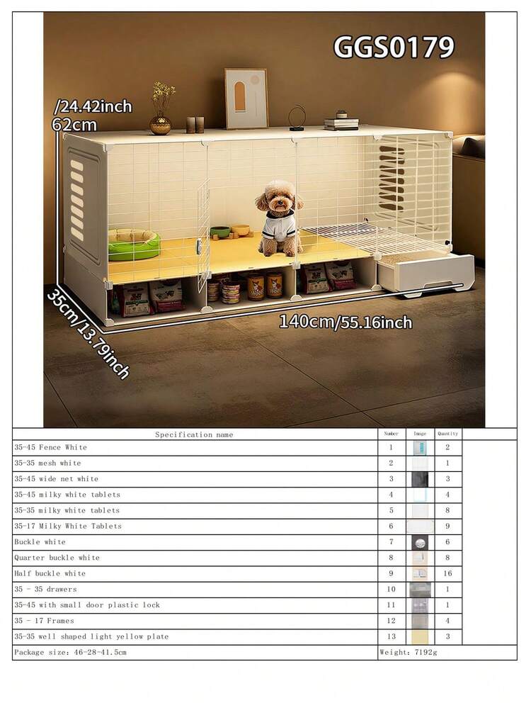 Easy Installation Small Dog Cage With Litter Box Area, Kitten Cage, Cat Litter Box, Small Animal Cage For Indoor Home Use - Multicolor - View 14