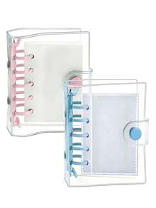 71pcs - Mini Transparent 6-Ring Binder Covers With Matching Inner Pages And File Folders. Made Of Soft Transparent PVC Material, Suitable For Binders, With Protective Sleeves And Quick Clips. Perfect Back-To-School Gift For Students, Ideal Children's Learning Supplies. - Multicolor - View 7