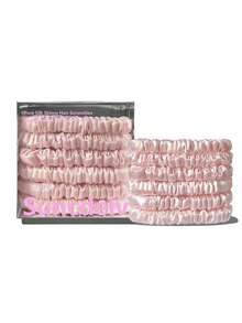 SUNCDELV SLIK 22 Momme 100% Silk Hair Scrunchie Handmade Pure Mulberry Hairbands Silk Hair Ties Scrunchies Set Women Curly Thin Hair Srevela Hair Accessories - Multicolor - View 8